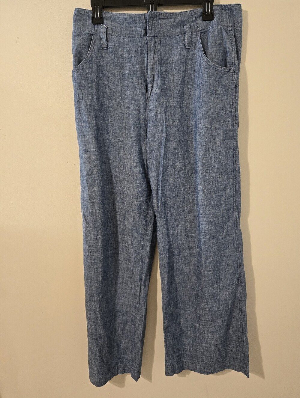 GAP Women's Wide Leg Chambray Pants Blue 100% Cotton Size 10 - Picture 1 of 6